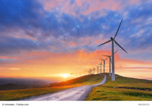 Photo: wind turbines in Oiz eolic park at sunset