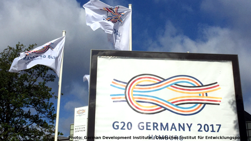 Logo des G20-Gipfels in Hamburg