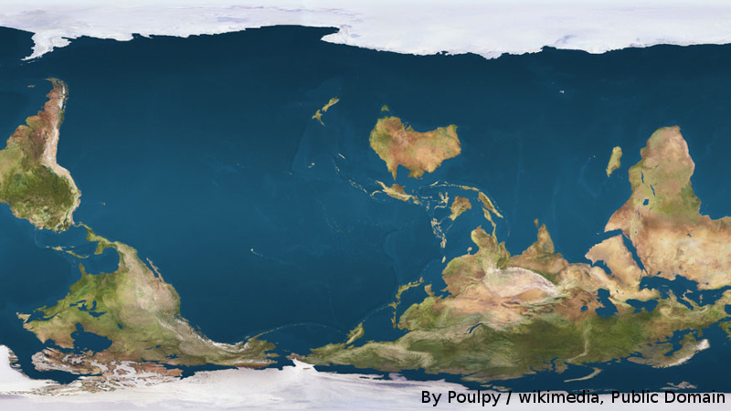 Image: Weltkarte auf dem Kopf stehend