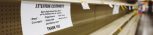 Photo of an empty shelf in a supermarket
