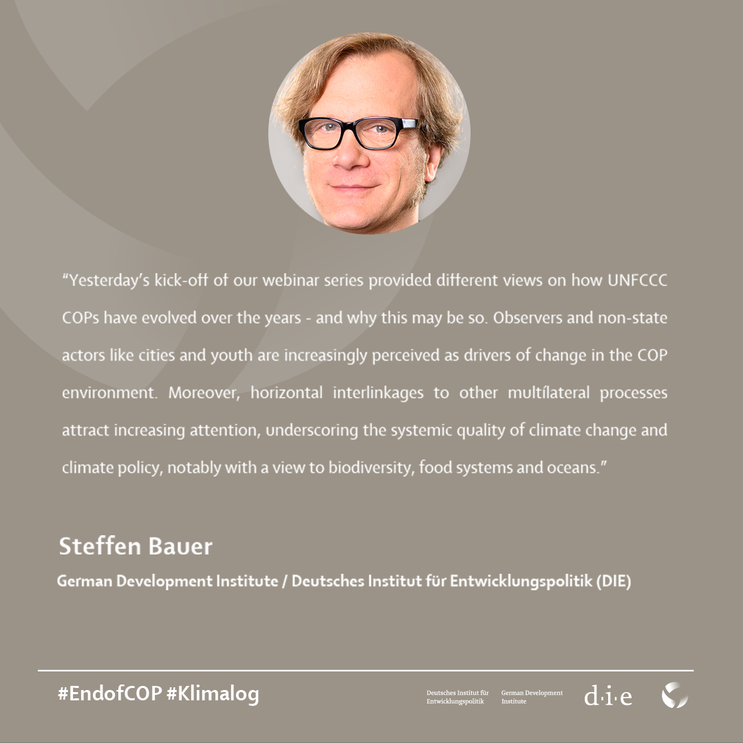 Card: Quote Steffen Bauer "It's the end of the COP as we know it", Session 1