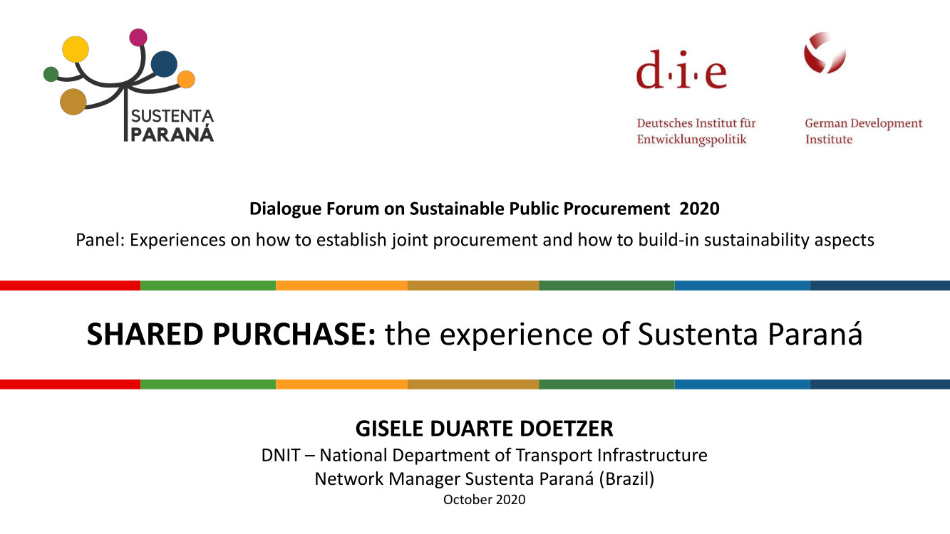 Presentation: Shared purchasing of Sustenta Paraná - Gisele Doetzer, Network Manager Sustenta Paraná, State of Paraná