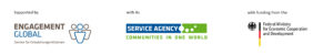 Image: Logo: Partners of ISOPP, Engement Global, BMZ, Service Agency communities in one world