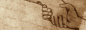 Image: Piece of parchment with two hands shaking each other