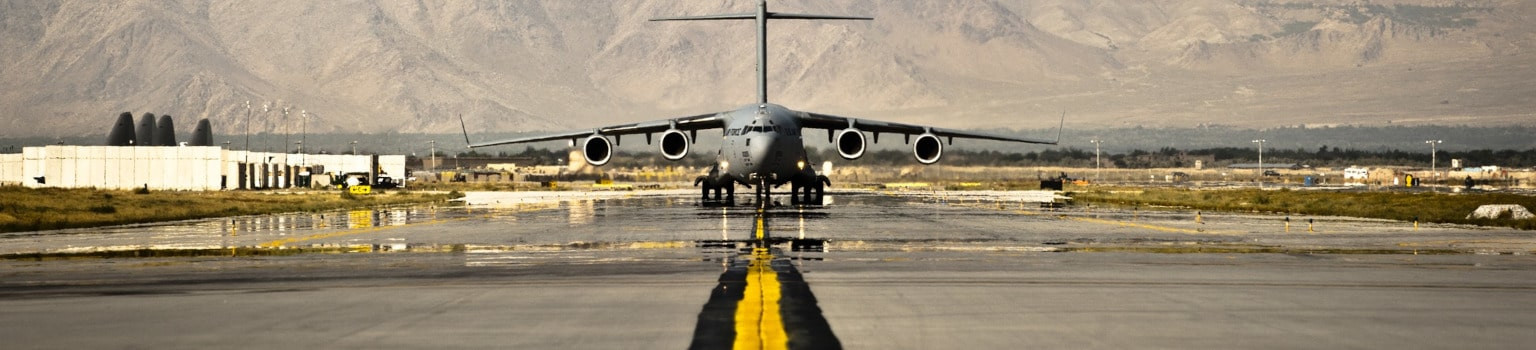 Photo: Military Plane about to start from an airbase in Afghanistan