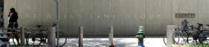 Photo: Front of the World Bank Group with their name written on it.