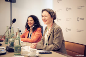 Photo: Prof. Dr. Anna-Katharina Hornidge auf dem Podium der Münchner Sicherheitskonferenz am 16.02.2024