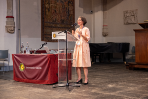 Photo: Prof. Anna-Katharina Hornidge delivering her keynote speech on ‘International Sustainability Politics in a Time of Global (Dis-)Order’.