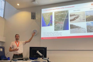 Photo: Dennis Schuepf presenting his research on disrupted sand flows (credits: Ramona Haegele)