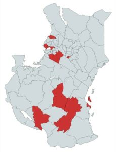 Map: Research locations in Tanzania and Kenya (own illustration, source: mapchart.net)