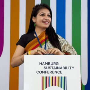 Photo of MGG Alumni Simran Dhingra at the Hamburg Sustainability Conference