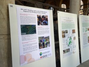 Photo: Three presentation posters at the Biodiversa+ Science Fair.