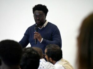 Photo: Photo: IDOS researcher Theodor Asimeng at the Tropentag-Conference in Bonn