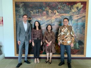 Photo in front of painting