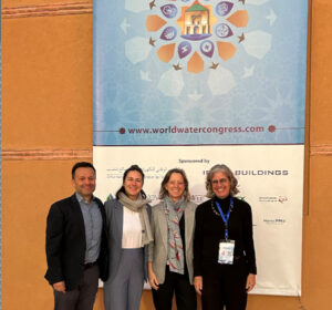 Group photo: from left to right: Jean Carlo Rodríguez, Mirja Schoderer, Annabelle Houdret and Ines Dombrowsky at the World Water Congress in Marrakech.