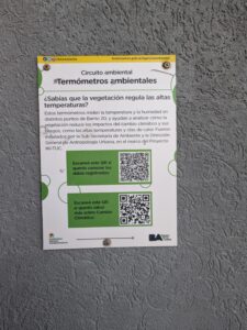 Photo: Poster: Climate monitoring station installed in Barrio 20, Buenos Aires, with the support of the TUC project, to monitor the local impact of the measures.